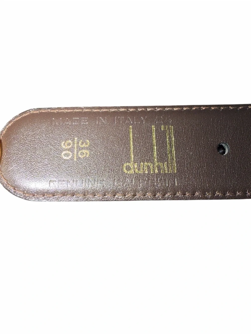 Vintage Dunhill Italy Black Genuine Calfskin Belt Gold 